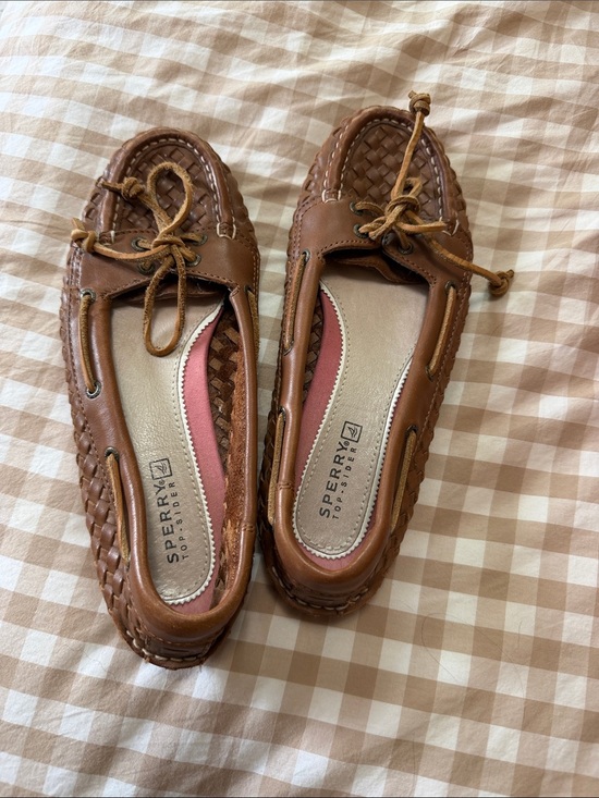 Sperry Shoes - Sperry Women's Tan Woven Leather Moccasin Boat Shoes